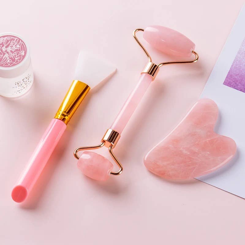 Holistic Skincare Rose Quartz Facial Roller Set